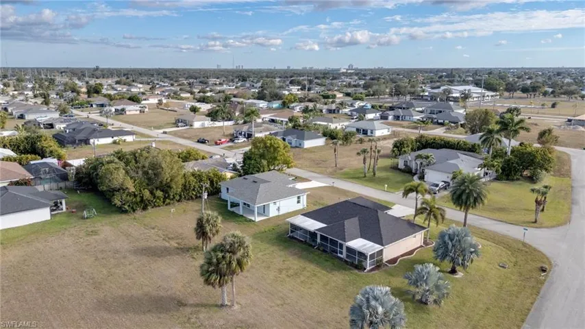 Aerial perspective of suburban area