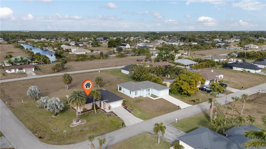 Aerial perspective of suburban area