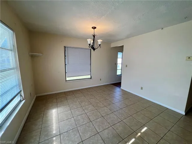 Dining area with tile floors.