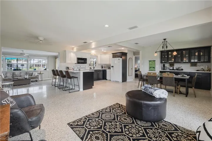 Living room featuring ceiling fan