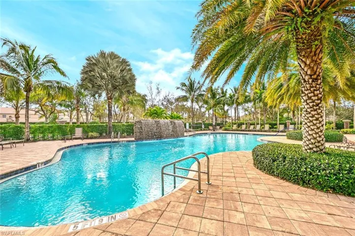 View of pool featuring a patio and pool water feature