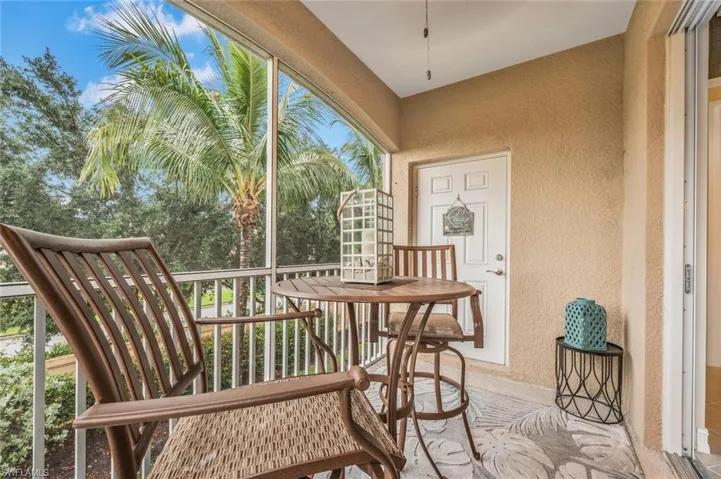 View of balcony with storage closet
