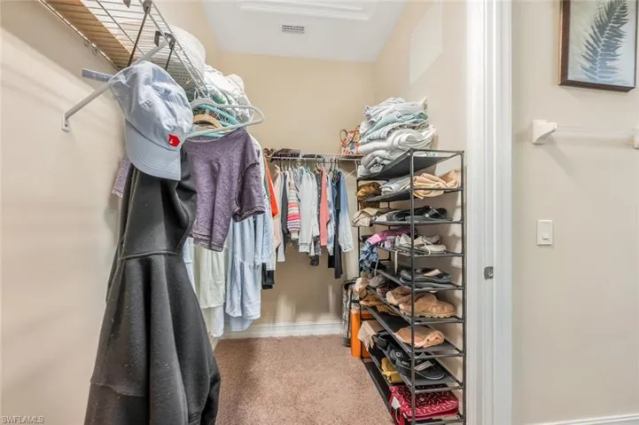 Spacious closet with carpet flooring