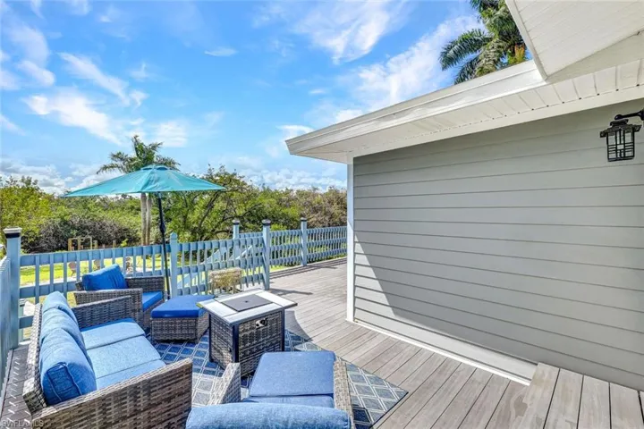 Wooden terrace featuring outdoor furniture