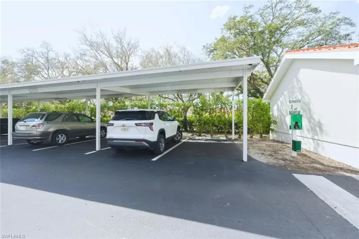 View of covered parking lot