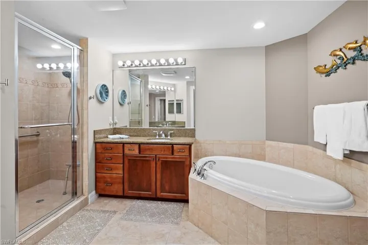Master Bath: Tub, Large Shower, Two Vanities, Water Closet