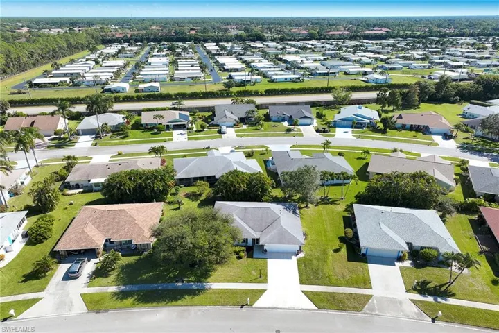 Aerial perspective of suburban area