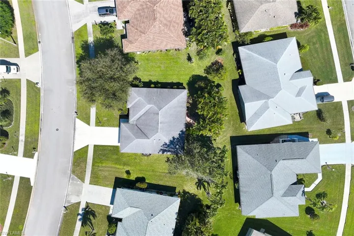 Aerial perspective of suburban area