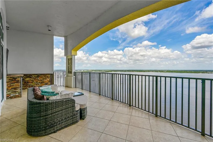 Balcony with a water view