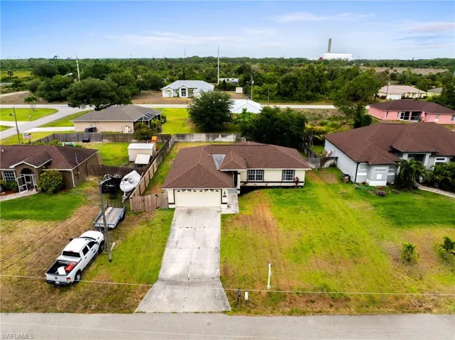 Aerial perspective of suburban area