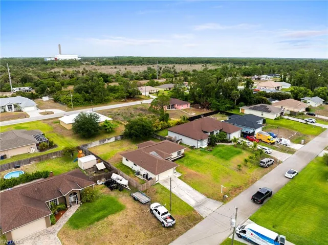 Aerial perspective of suburban area
