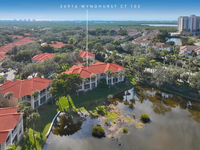 This home overlooks a serene pond.