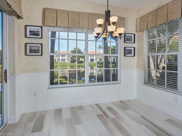 Enjoy a delicious meal with views of the tranquil pond and enjoy easy access to the sunroom.