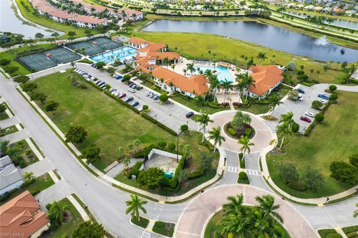 Aerial overview of property's location featuring a pool and Community