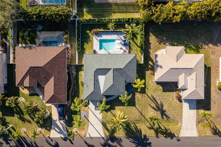 Drone / aerial view of a pool