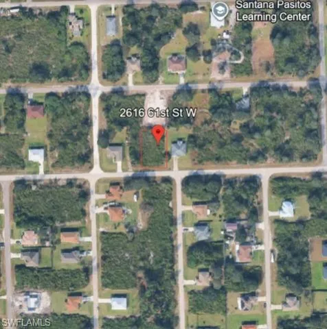 Aerial overview of property's location featuring property boundaries highlighted
