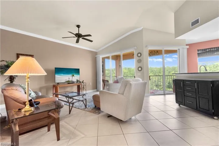 Vaulted ceilings, crown molding and plenty of natural light