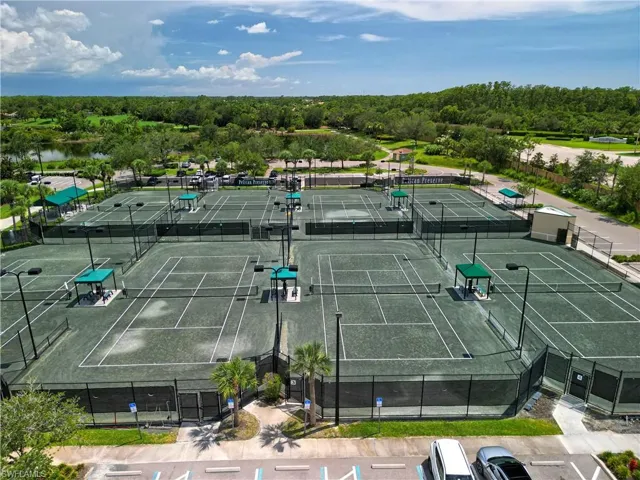 8 tennis courts for singles or doubles play.