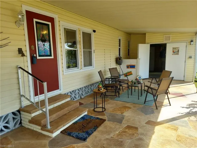 View of patio with entry steps