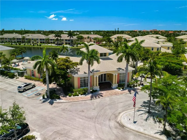 Aerial view of main Community Center near entrance to Lucaya