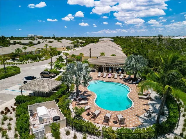 Areal View of swimming pool at end of street