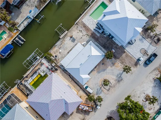 Bird's eye view of a nearby body of water