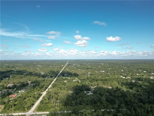 Aerial view of a heavily wooded area