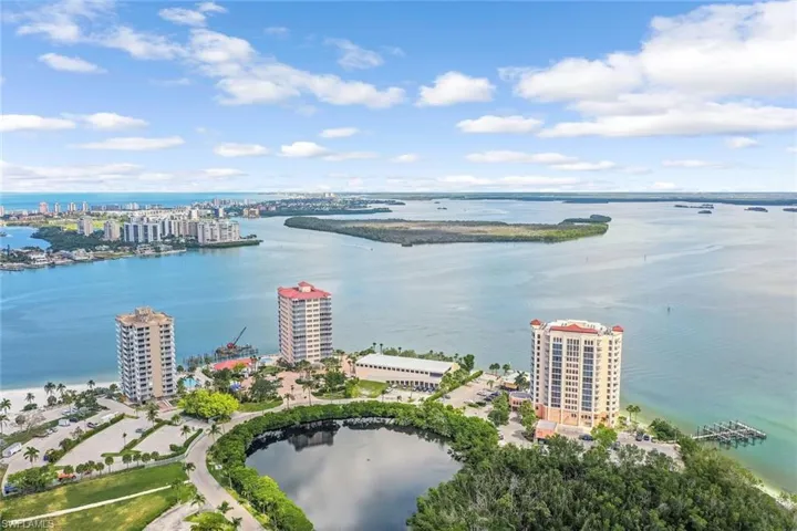 View of urban area with a nearby body of water