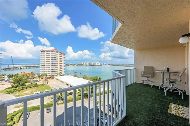 Balcony with a water view