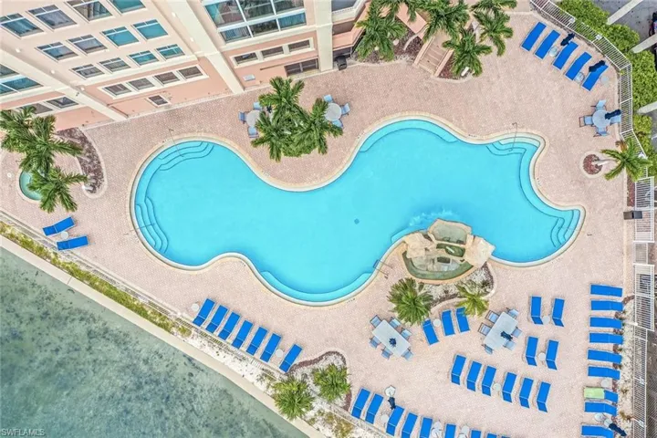 Bird's eye view of a pool area