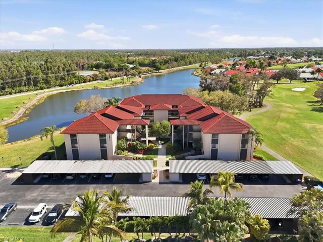 Drone / aerial view of a nearby body of water