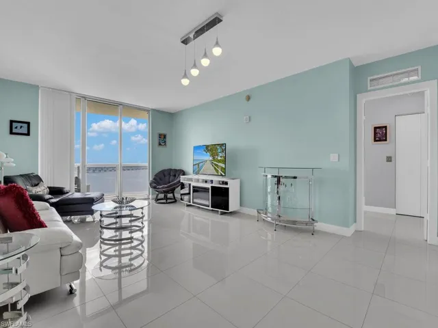 Open concept living area with wonderful views of the river.