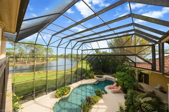 View of swimming pool from second floor terrace
