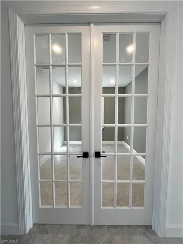 Interior details featuring french doors