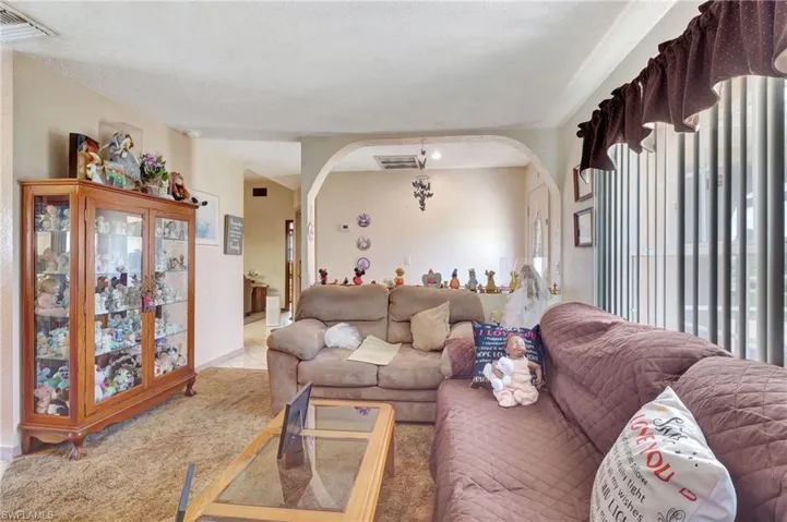 View of tiled living room