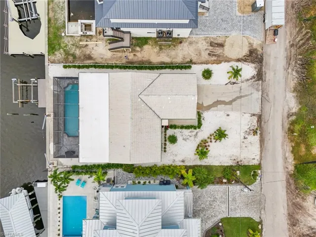 Aerial view of a pool