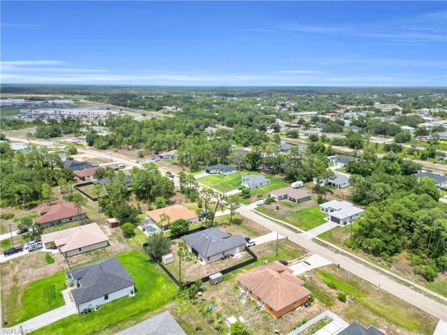 Aerial perspective of suburban area