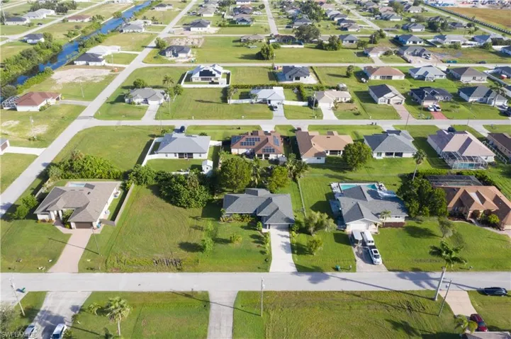 Aerial perspective of suburban area