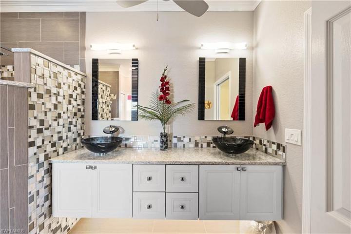 Floating cabinets with drawers & undermount lighting