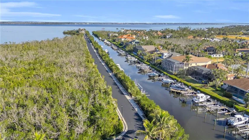Drone / aerial view of docs and access road