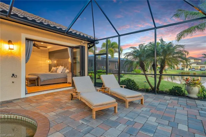Patio terrace at dusk