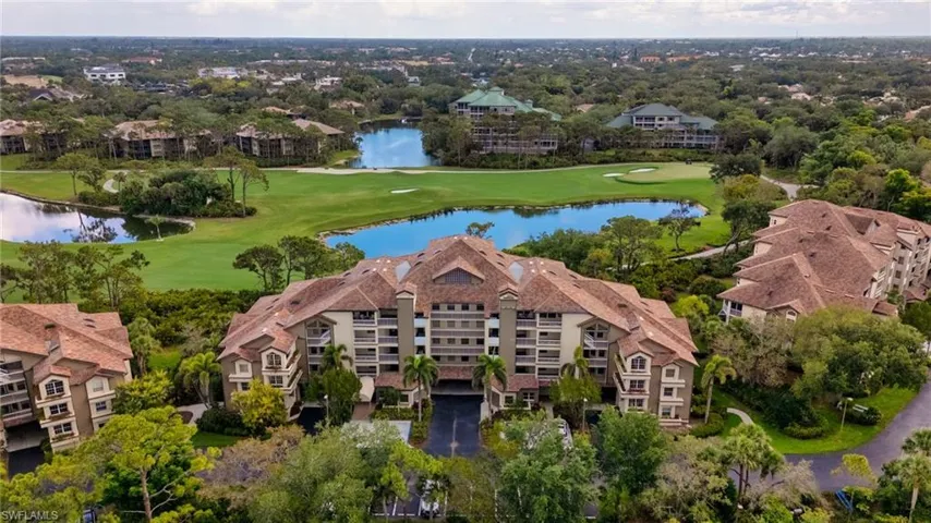 Aerial view of Wedgewood at Bonita Bay and its lush surroundings.