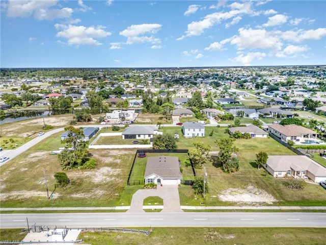 Aerial perspective of suburban area