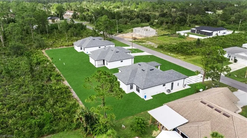 Aerial perspective of suburban area