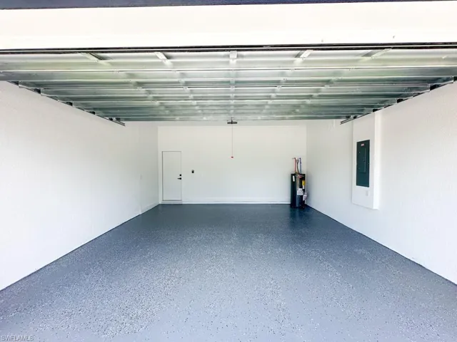 Garage with electric water heater