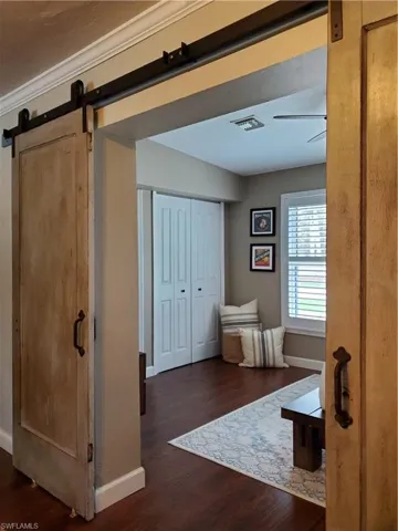 Guest Bedroom Entry with Barn Doors