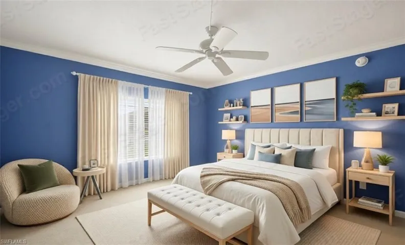 Primary suite virtually staged