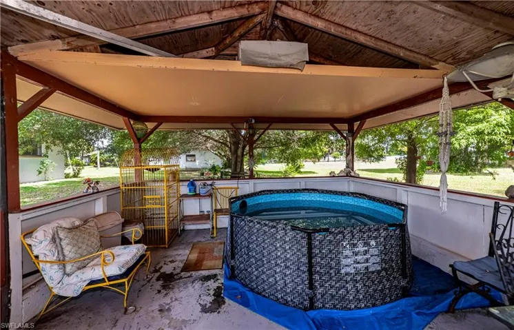 View of patio with a gazebo