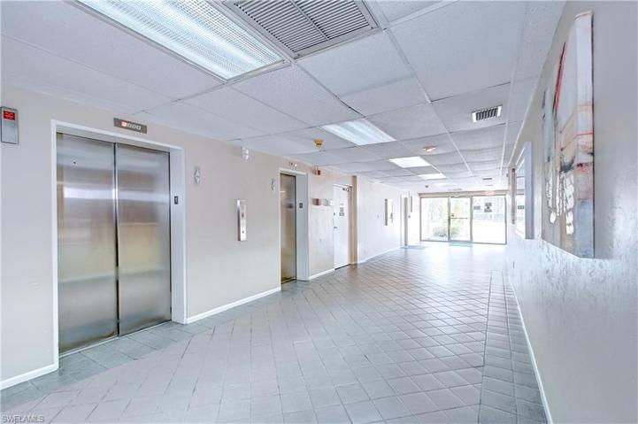 Building lobby with elevators