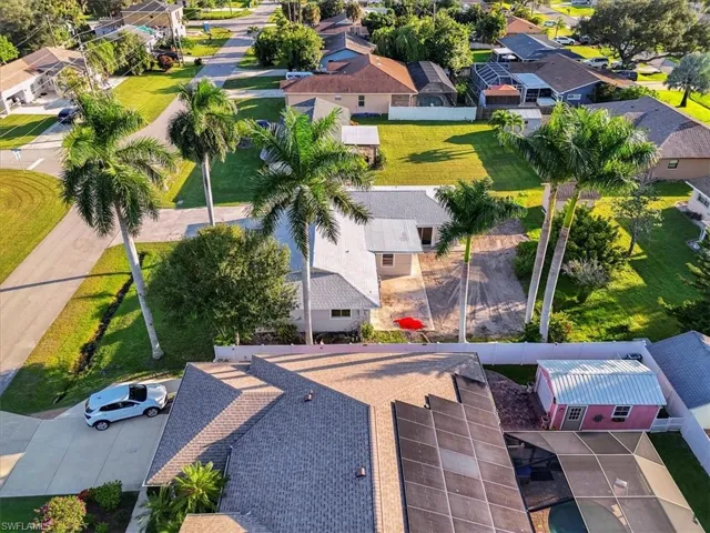 Aerial perspective of suburban area
